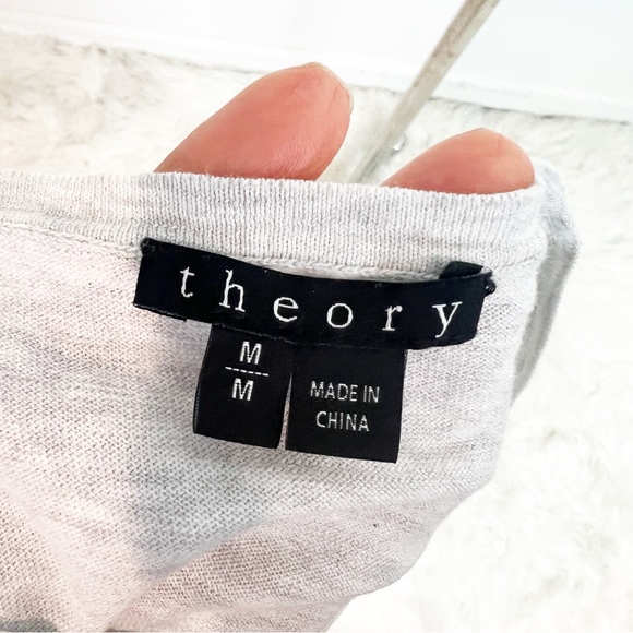 THEORY GRAY SLEEVELESS KNIT LIGHTWEIGHT SWEATER TANK WOMENS MEDIUM - Picture 3 of 4